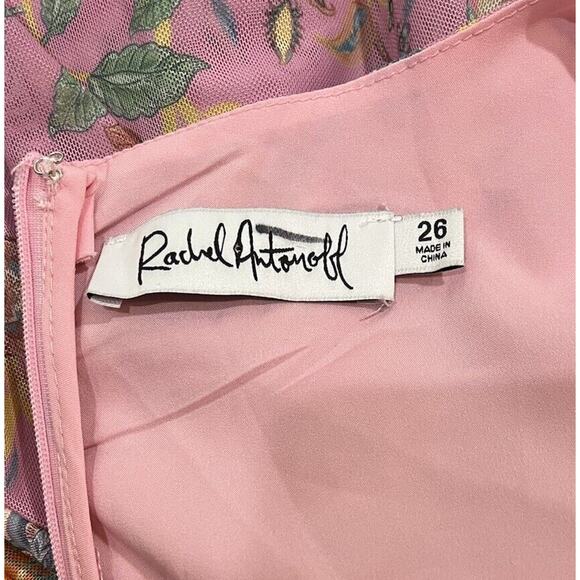 Rachel Antonoff Olivia Mesh Midi Dress Long Sleeve V-Neck Twist Front Size 26 - Picture 12 of 13